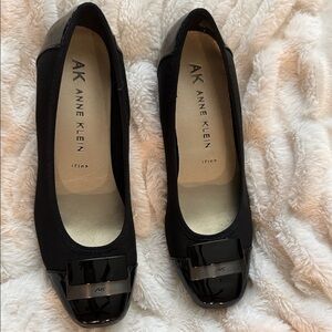 Anne Klein Black Patent Toe Wedge